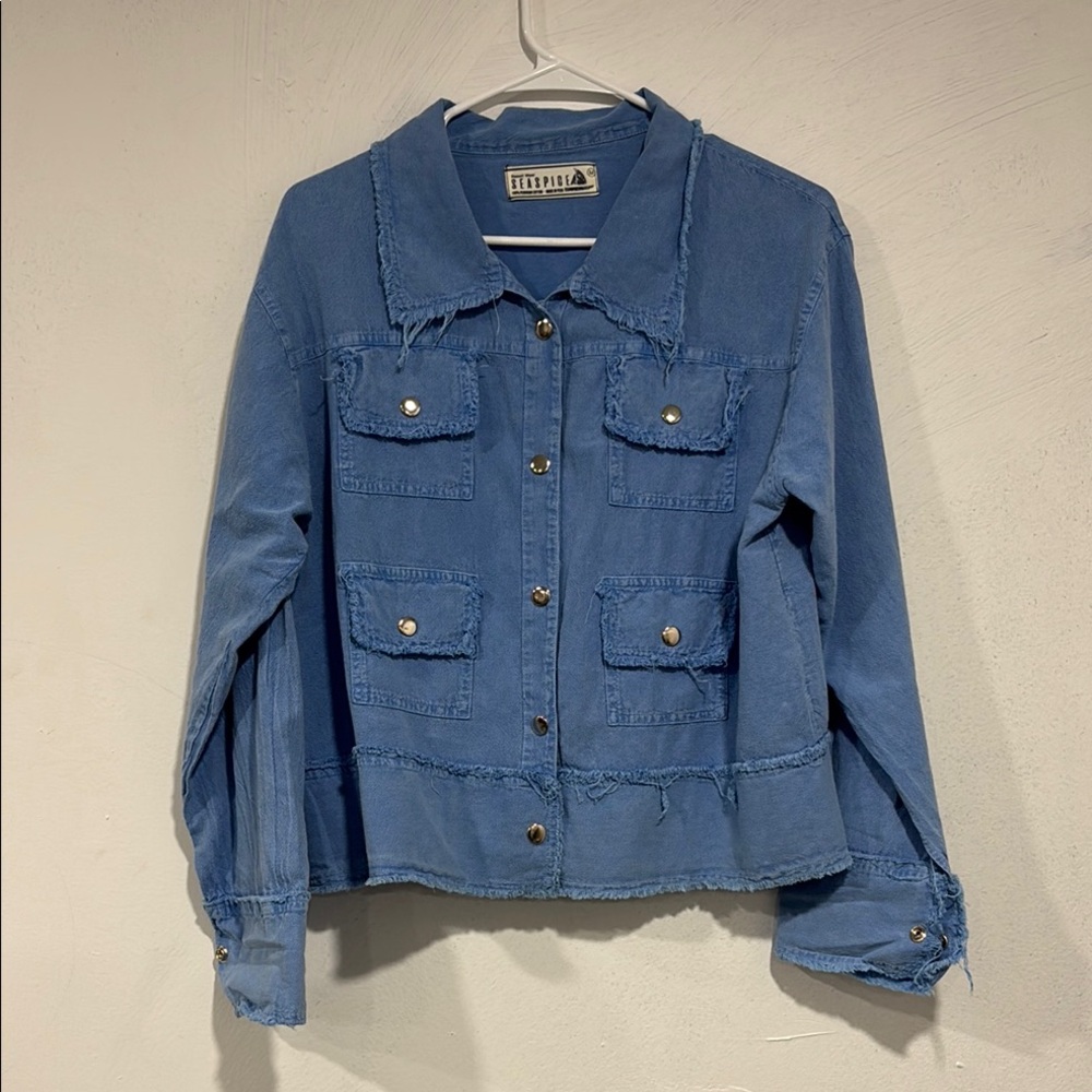 Chico's Blue Jean Jacket Classic Utility Style